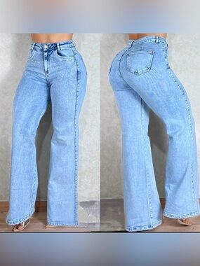 High-Waist Light Blue Women's Flare Jeans